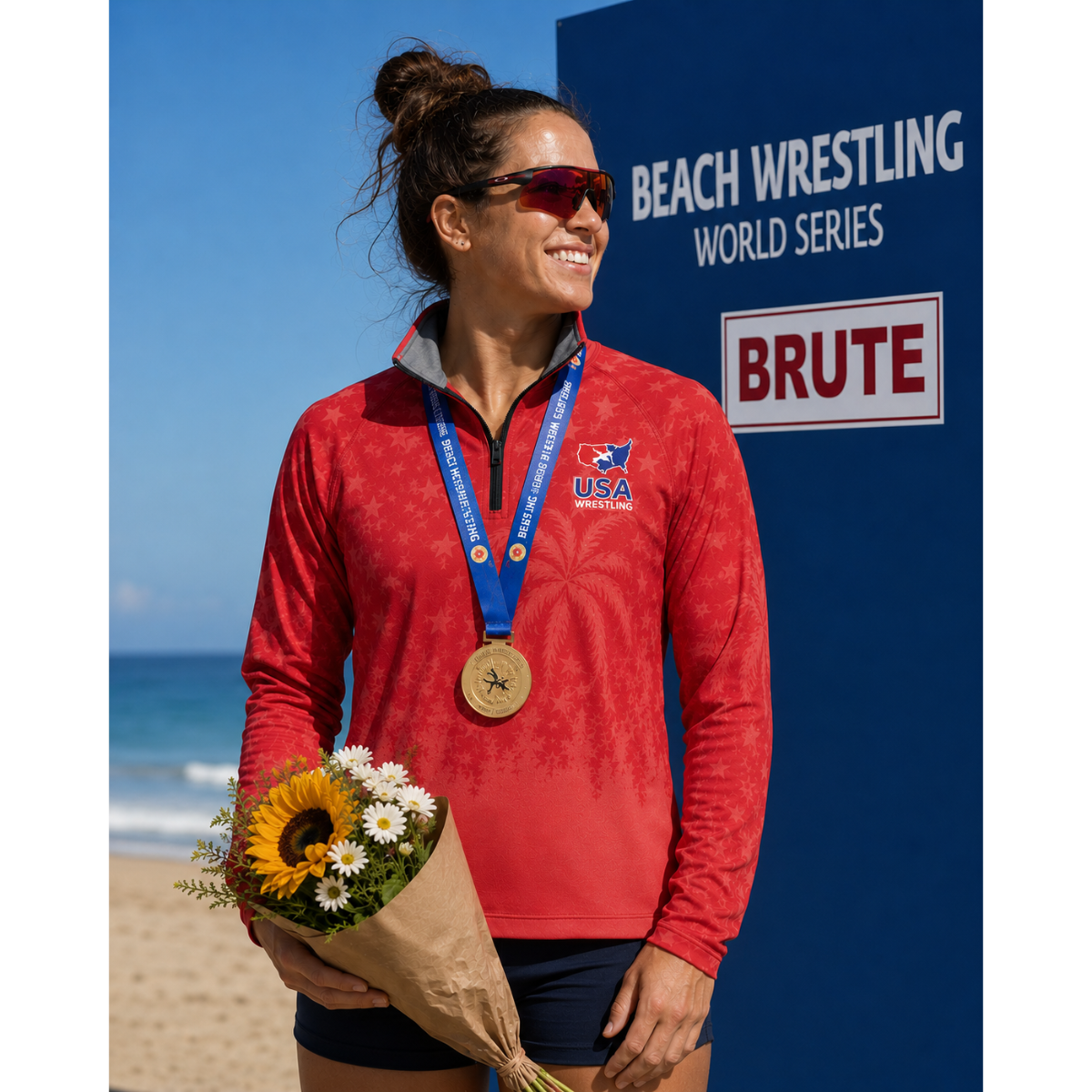 Women's USA Beach Wrestling Podium 1/4-Zip