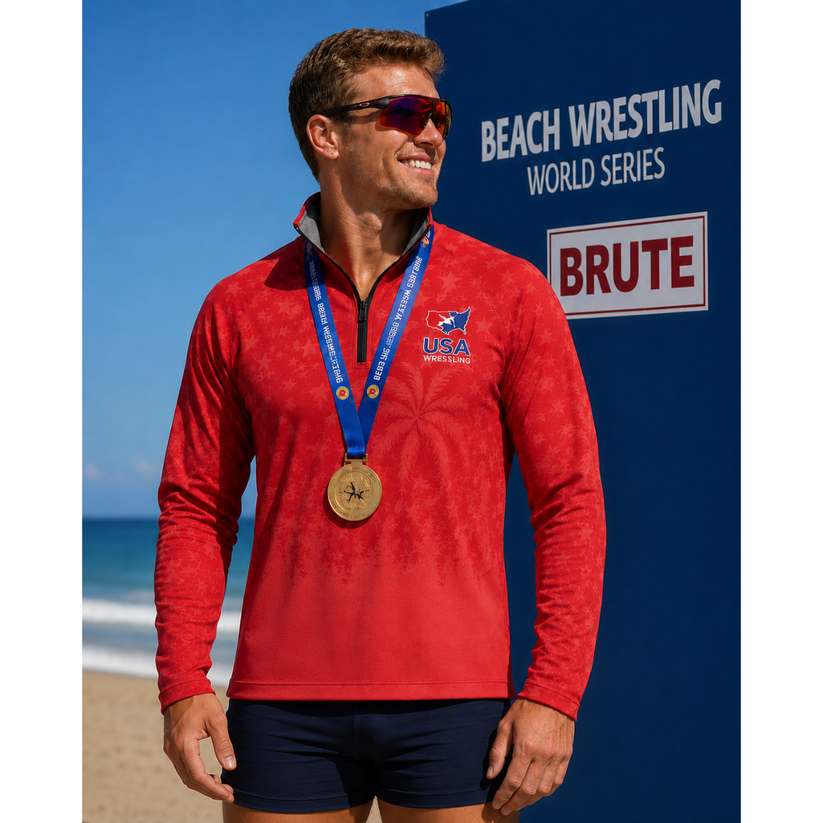 USA Beach Wrestling Podium 1/4-Zip