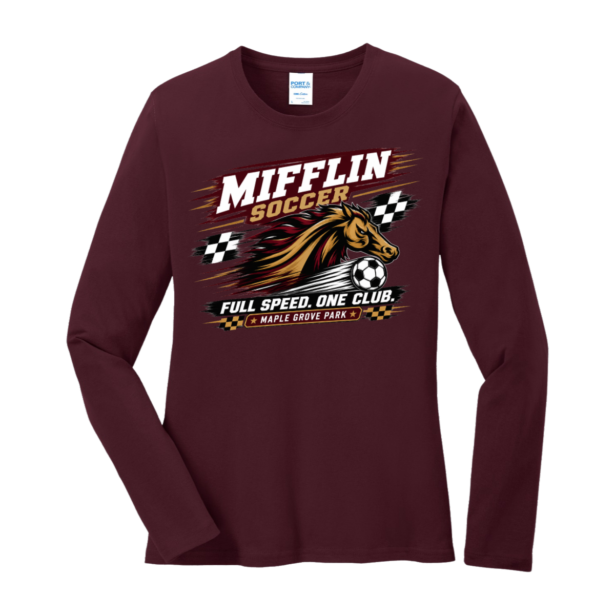 Women's Core Cotton Long Sleeve Tee - MUSTANG