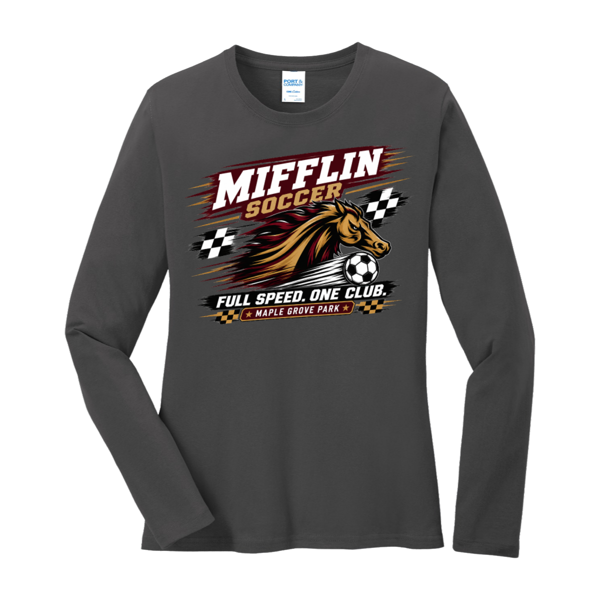 Women's Core Cotton Long Sleeve Tee - MUSTANG