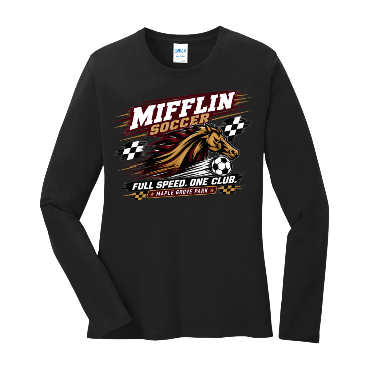 Women's Core Cotton Long Sleeve Tee - MUSTANG